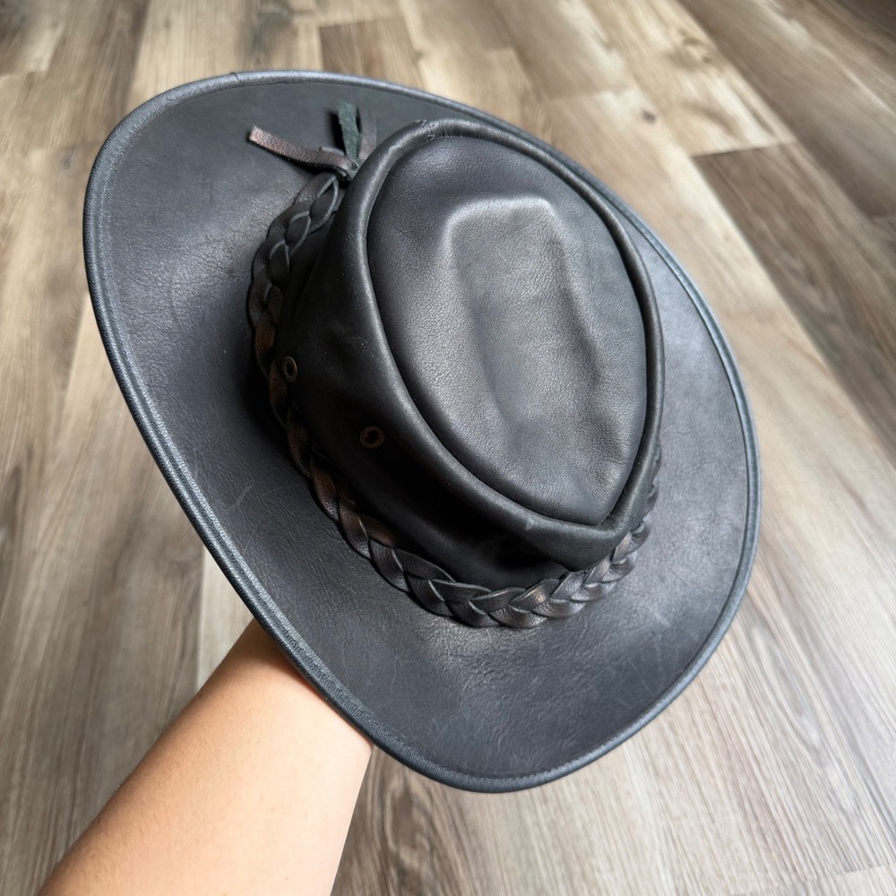Vintage Barmah 1026 Outback Full Grain Waterproof Leather Hat Black Australia XL
